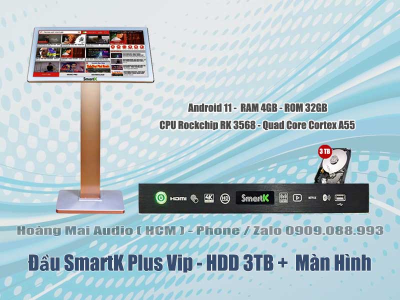 Đầu SmartK Plus Vip Hdd 3TB +  Màn Hình